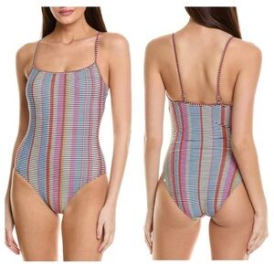 summersalt Multicolor Striped One-Piece Swimsuit - Red, Blue, Pink, Yellow